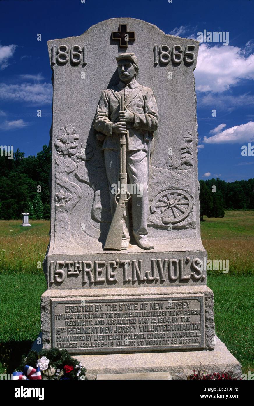 New Jersey volunteers marker at Bloody Angle, Fredericksburg and Spotsylvania National Military Park, Virginia Stock Photo