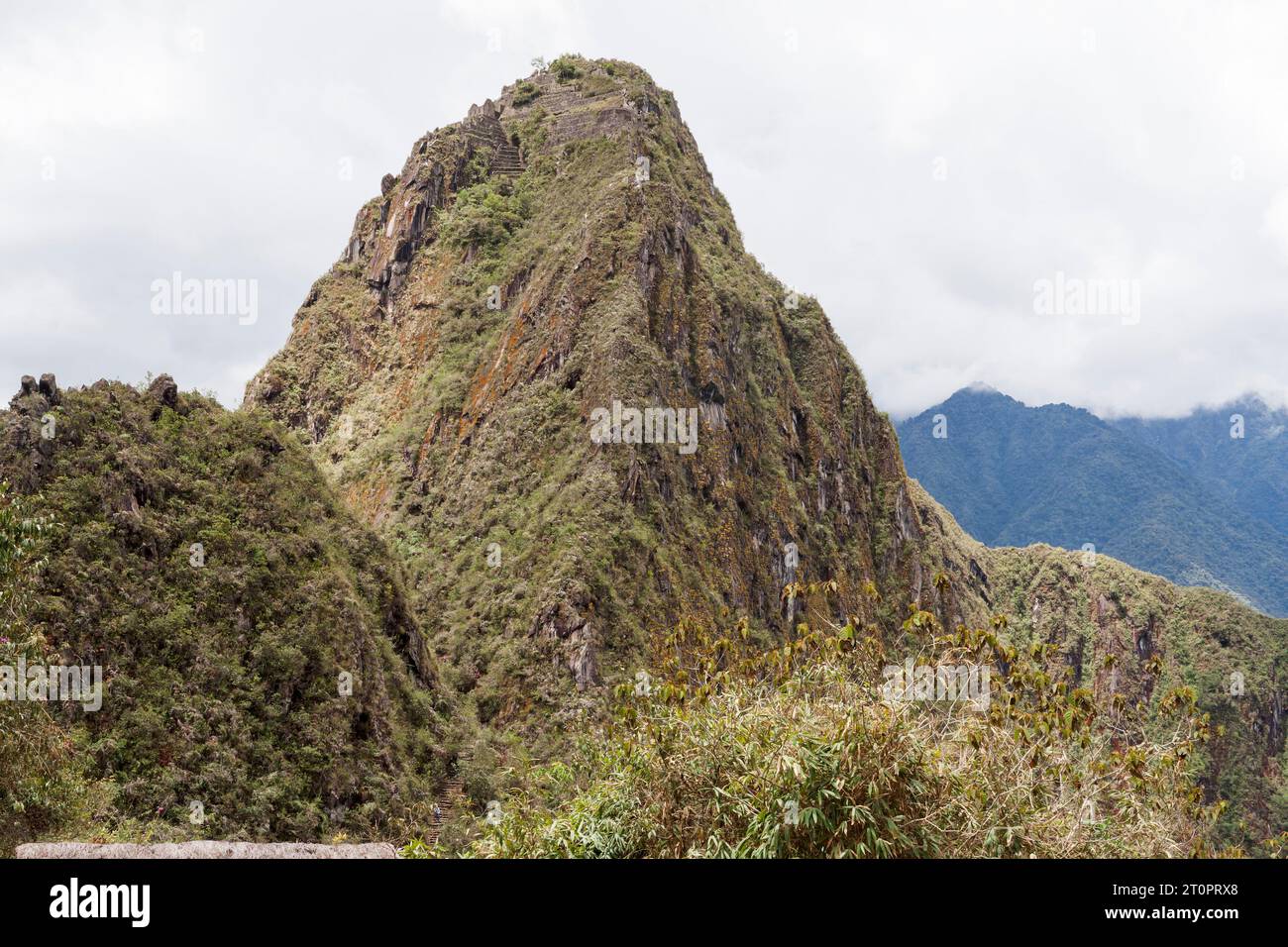 view of ruins of Machu Picchu in the Andes mountains of Peru Stock ...