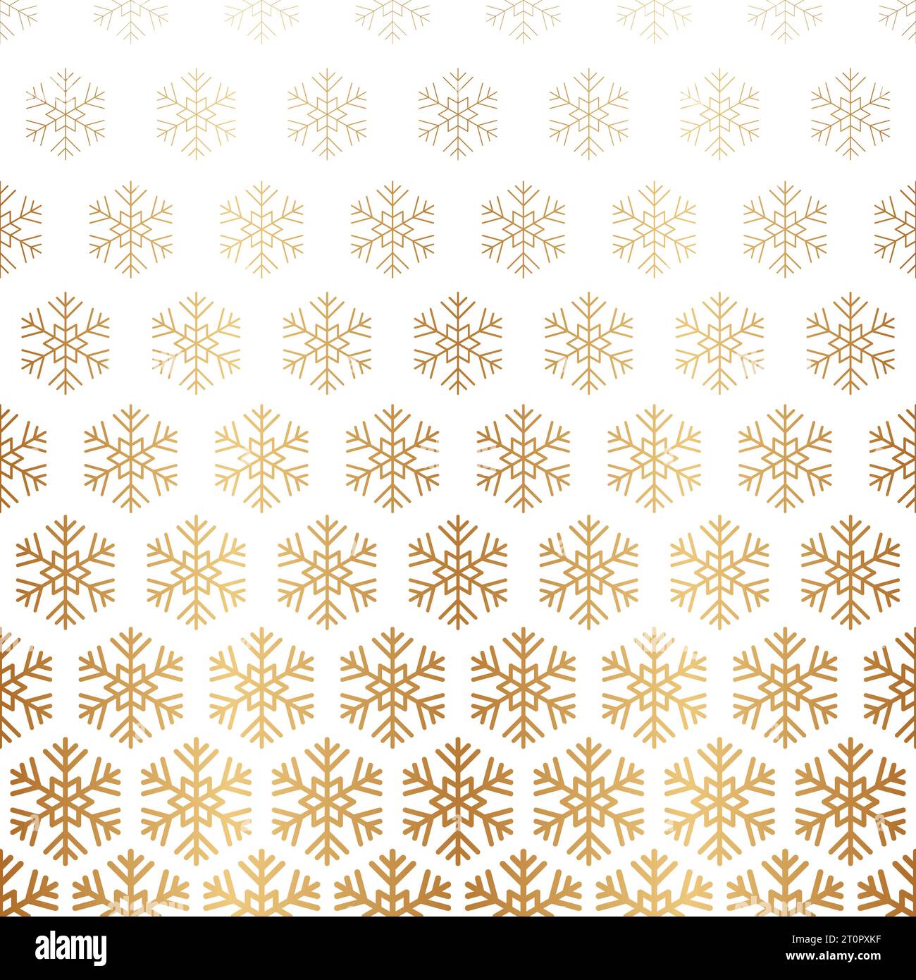 Snowflake gold seamless pattern. Repeating fades degrade golden snowflakes background. Repeated fadew geometric texture. Gradation faded geometry Stock Vector