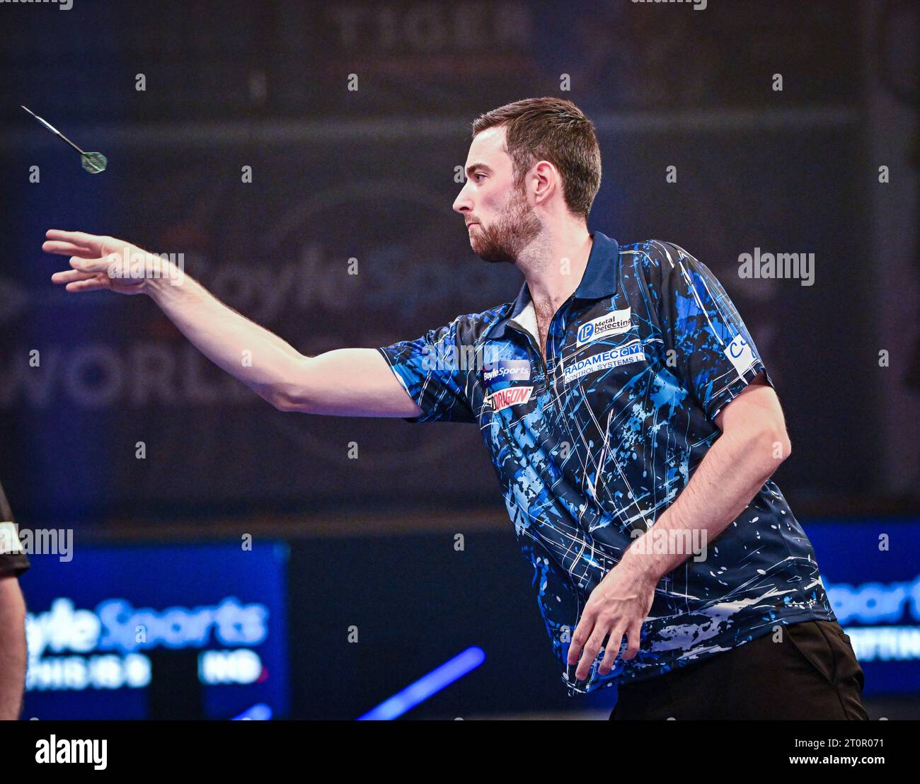 Morningside Arena, Leicester, UK. 8th Oct, 2023. 2023 PDC BoyleSports World Grand Prix Darts