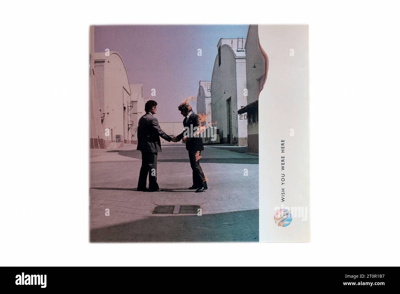 Wish You Were Here, by Pink Floyd CD case artwork on light background Stock Photo