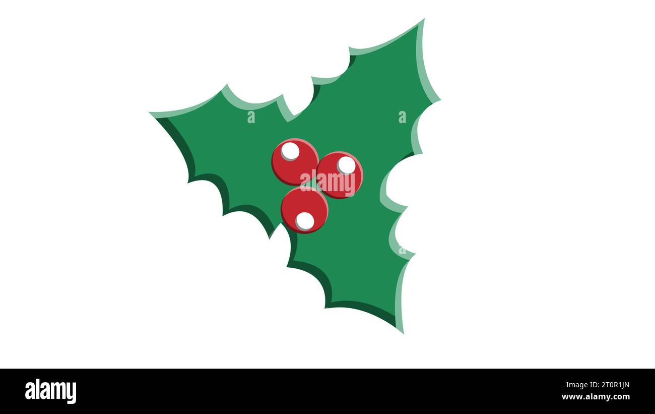 Christmas holly berry flat icon in cartoon style on white, stock vector ...