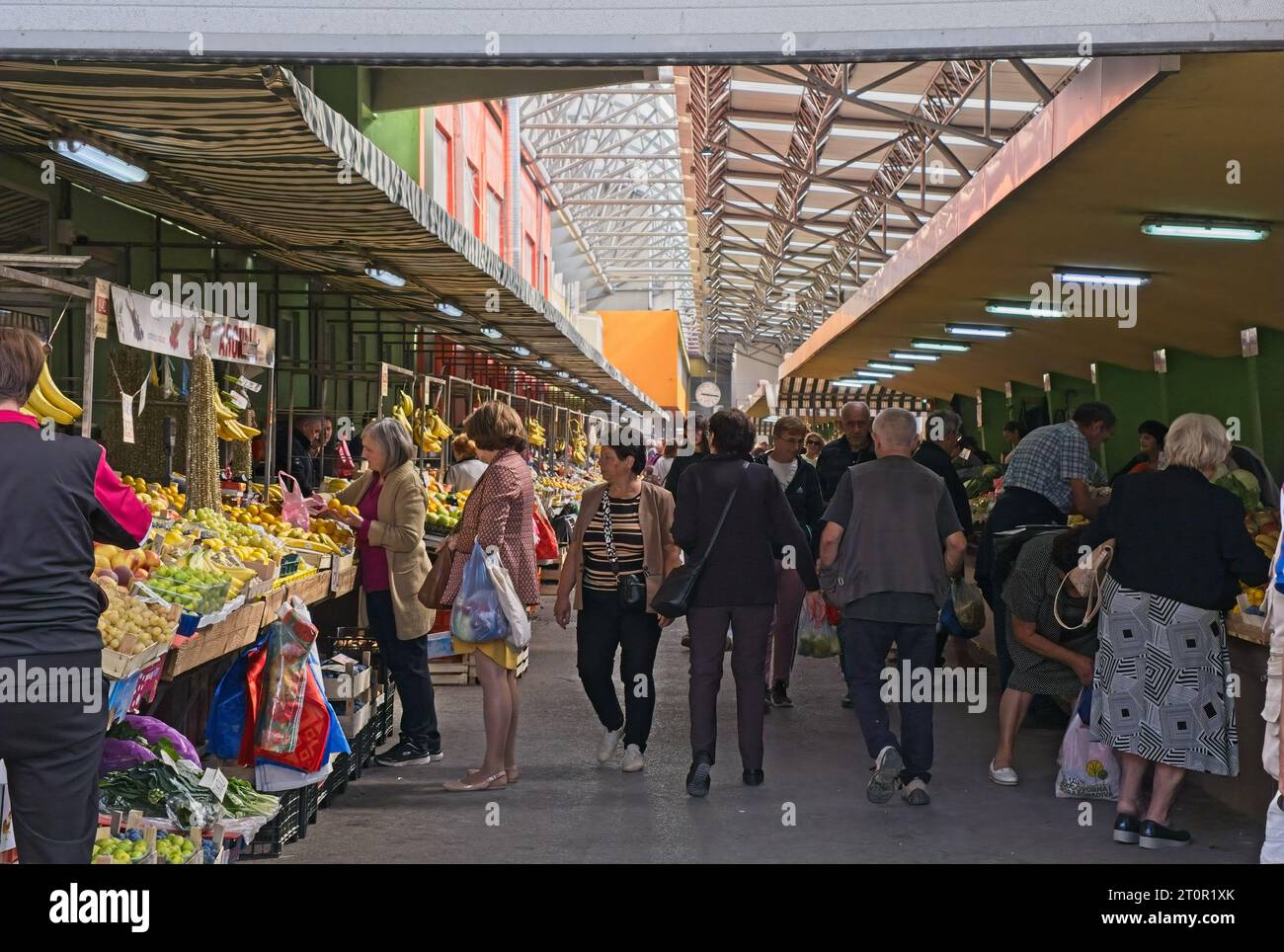 Banja Luka, Bosnia and Herzegovina - Oct 7, 2023: Central market. A walking in the center of Banja Luka city in Srpska Republic of Bosnia and Herzegov Stock Photo