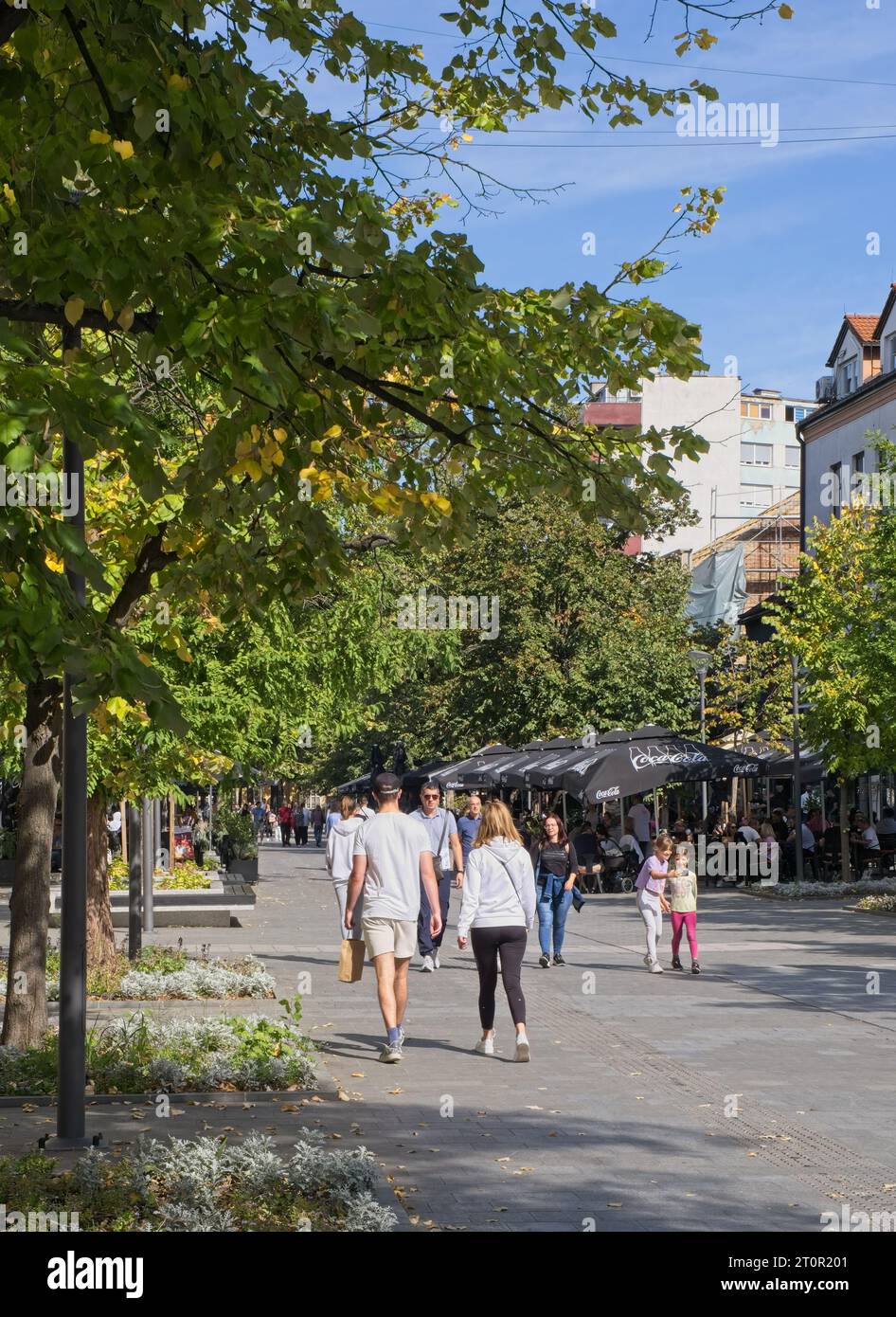 Banja Luka, Bosnia and Herzegovina - Oct 7, 2023: A walking in the center of Banja Luka city in Srpska Republic of Bosnia and Herzegovina in a sunny a Stock Photo