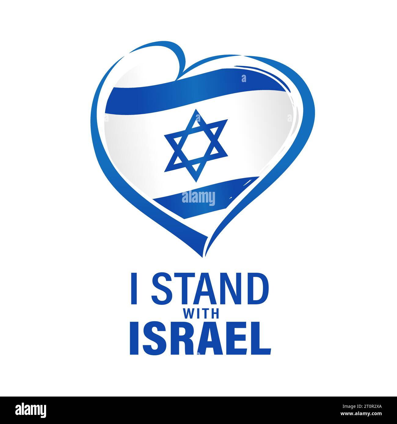 I stand with Israel banner with flag in heart. Israel love emblem