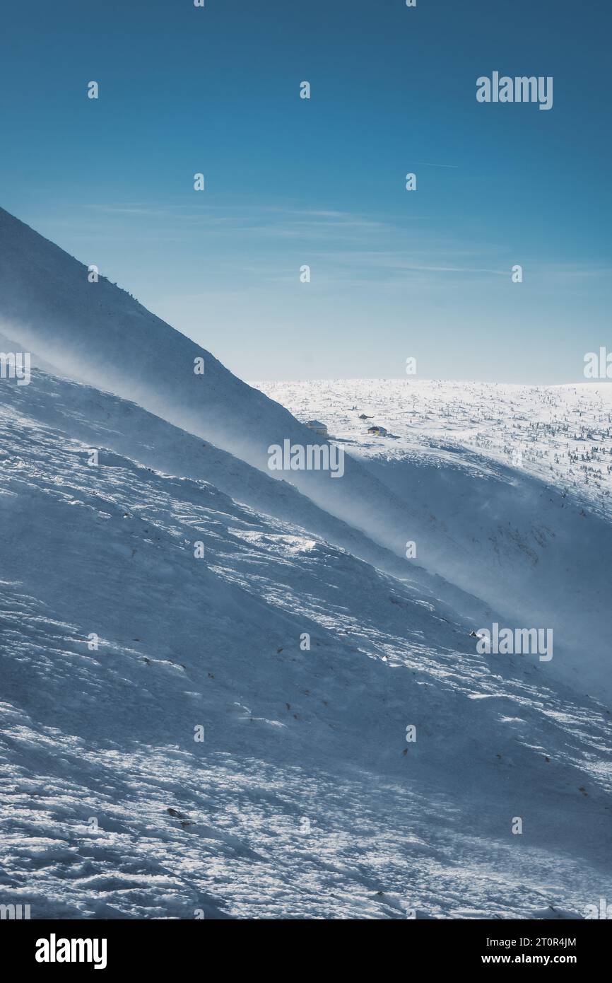 The peak of the Snezka Mountain in the Krkonose Mountains during winter on a sunny day. Czech republic, Europe Stock Photo
