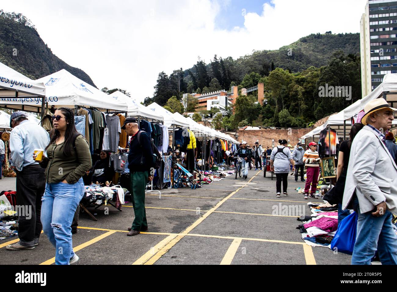 BOGOTA, COLOMBIA - JULY 2023. View of a flea market at Bogota city