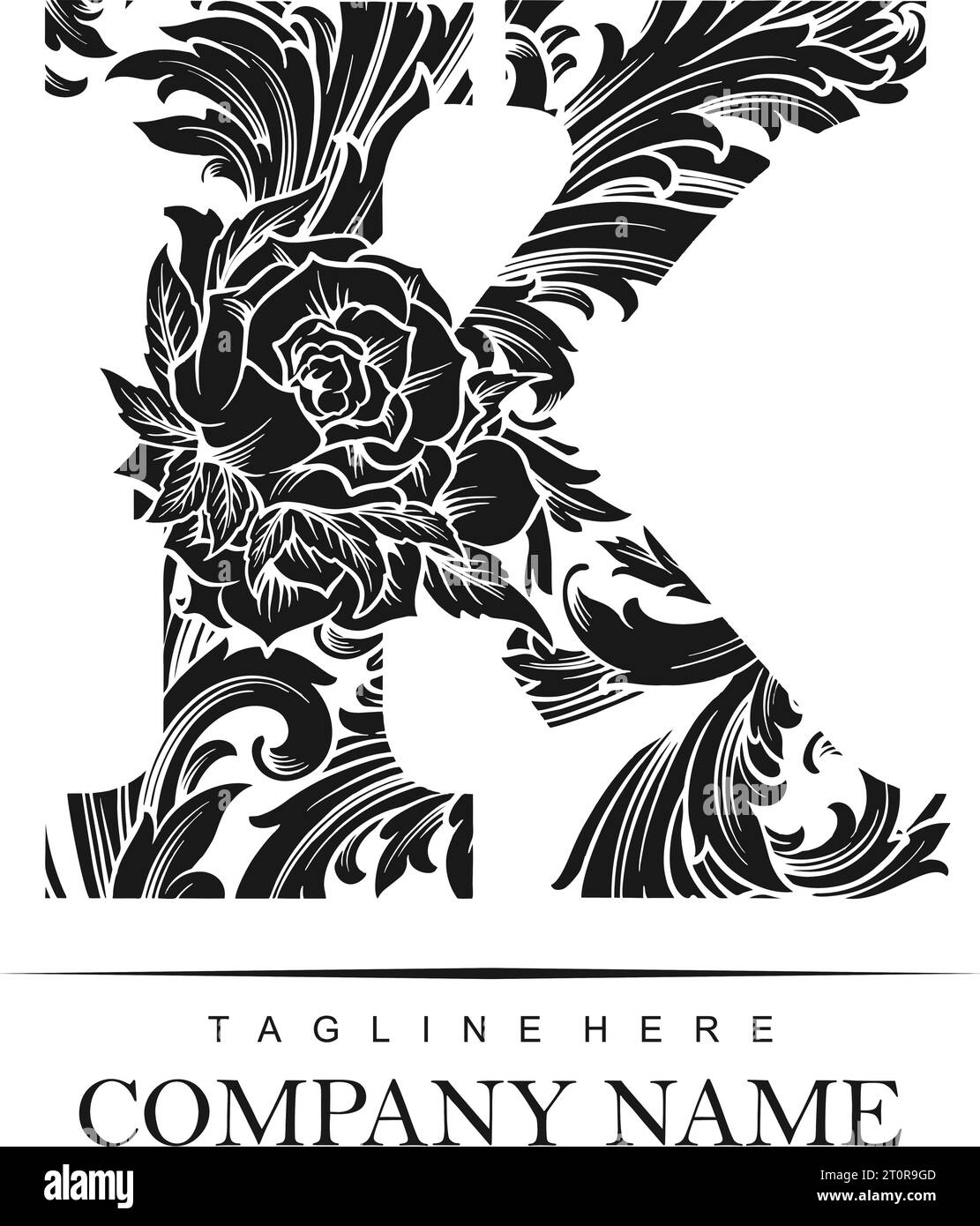 Elegant K initial monogram logo classic style outline vector ...