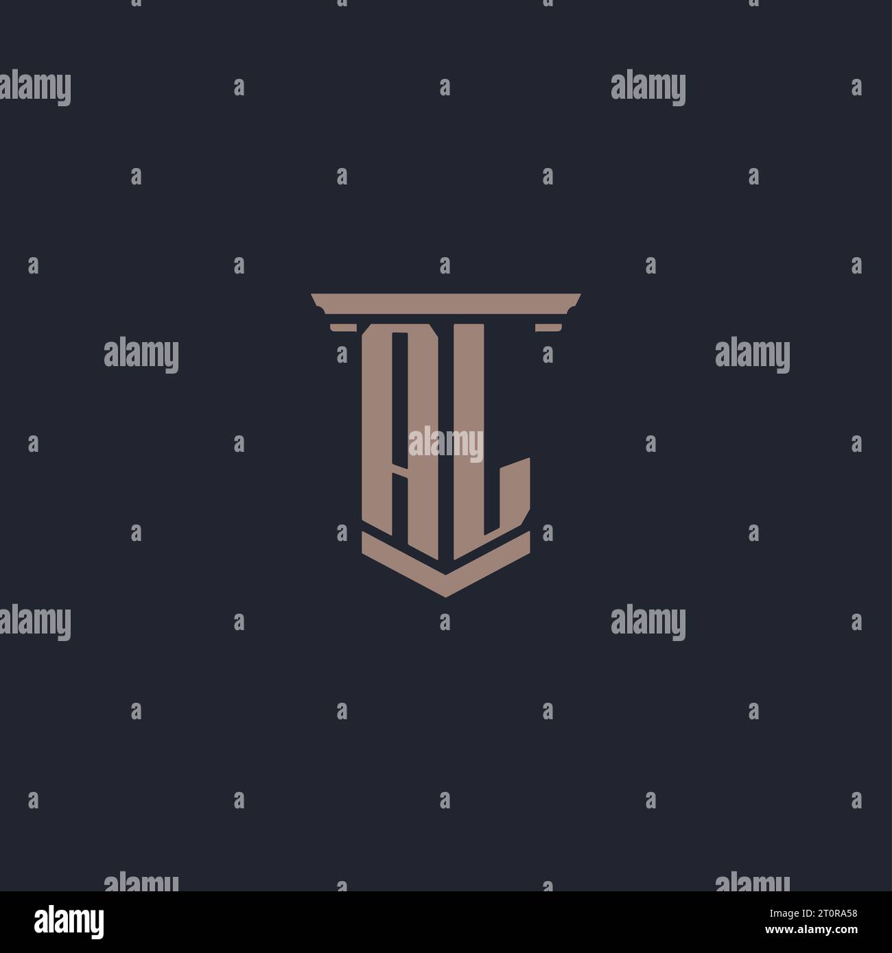 AL initial monogram logo with pillar style design Stock Vector