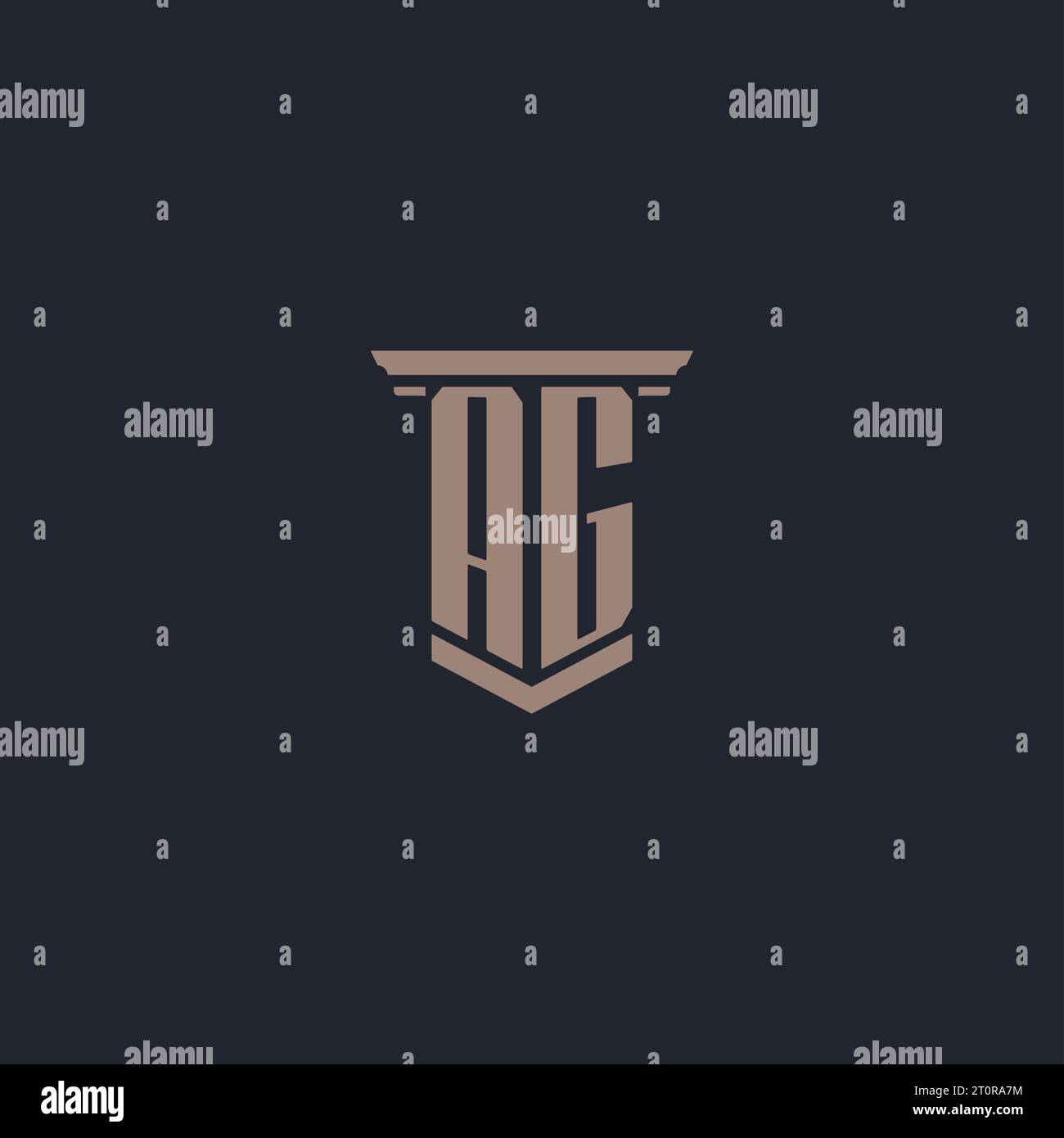 AG initial monogram logo with pillar style design Stock Vector