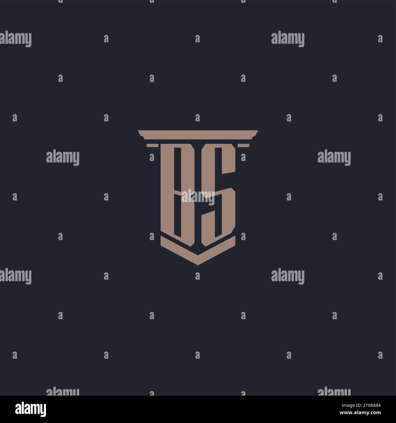 BS initial monogram logo with pillar style design Stock Vector