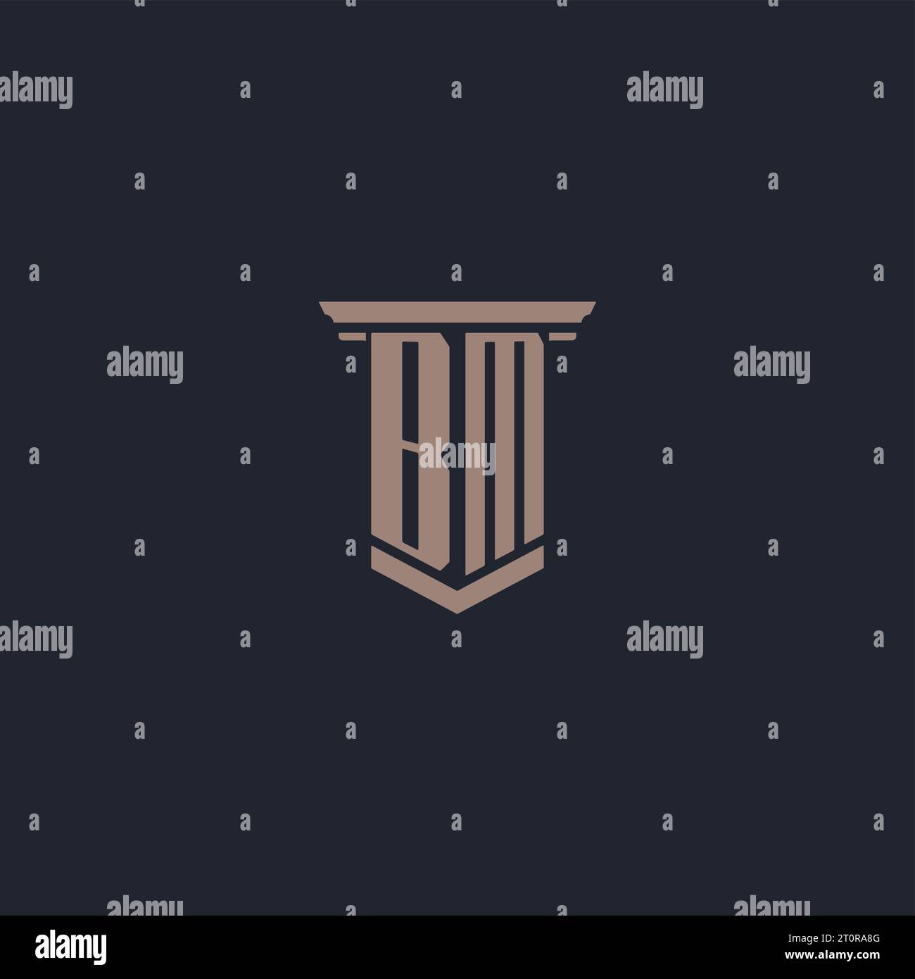 BM initial monogram logo with pillar style design Stock Vector