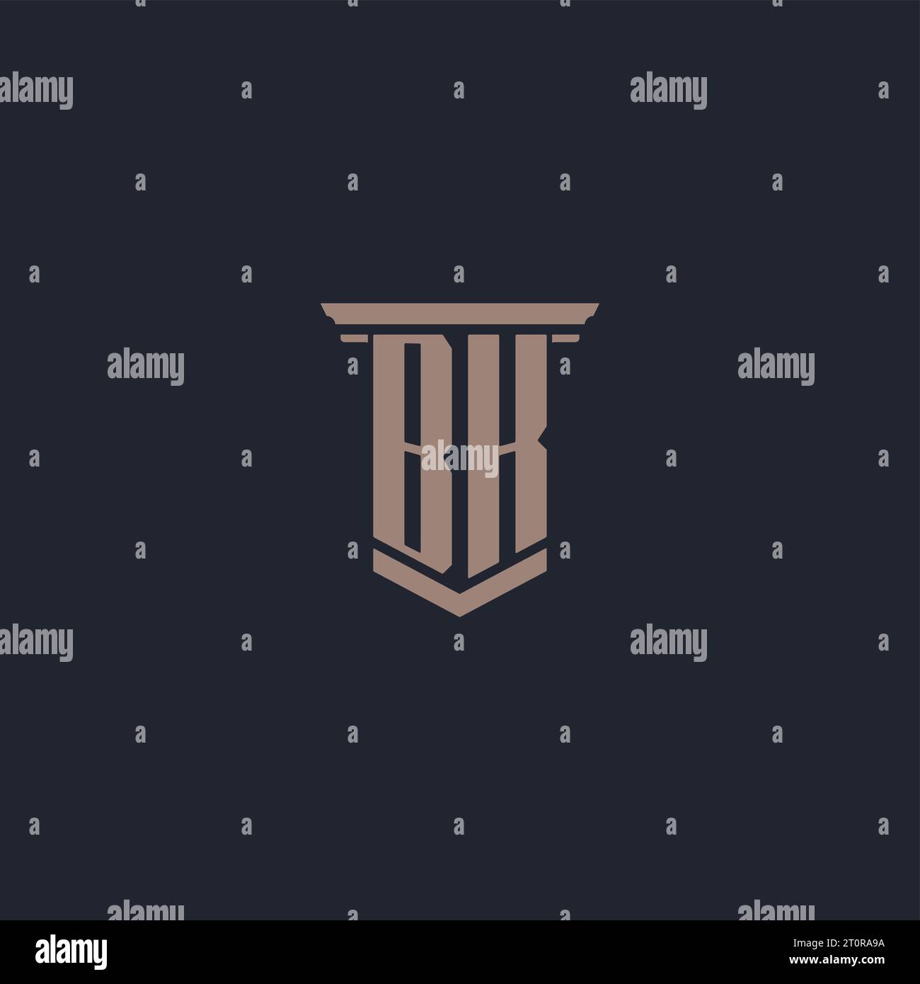 BK initial monogram logo with pillar style design Stock Vector
