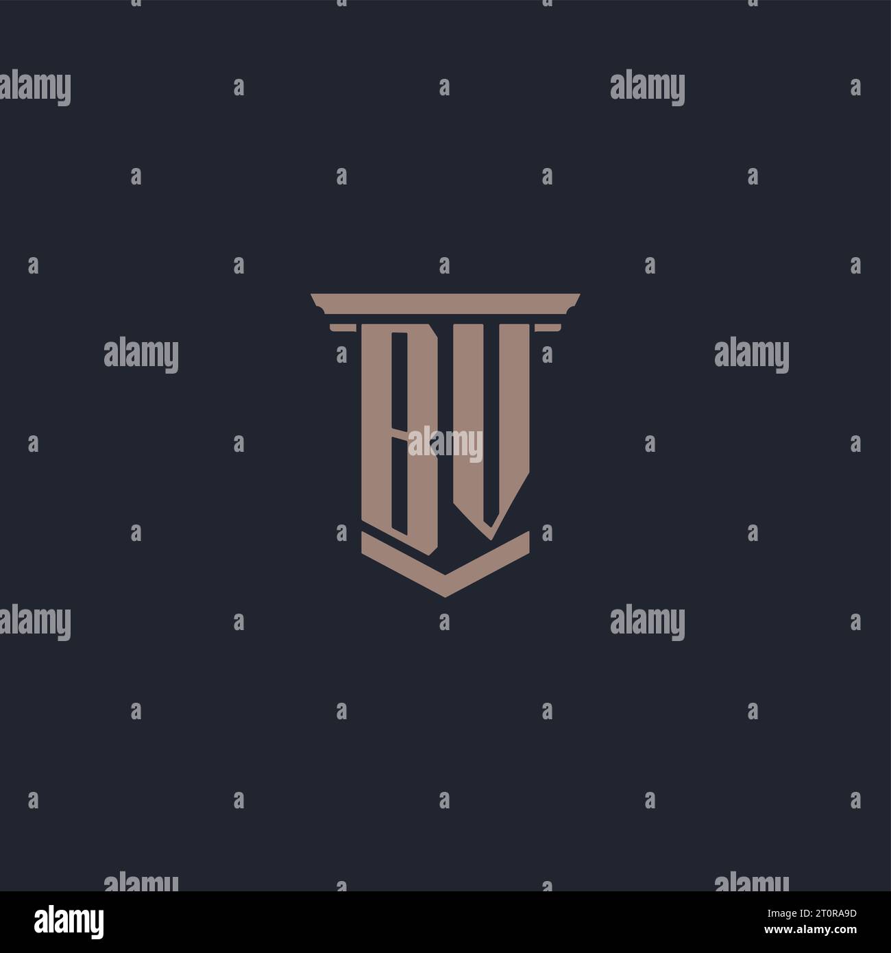 BV initial monogram logo with pillar style design Stock Vector