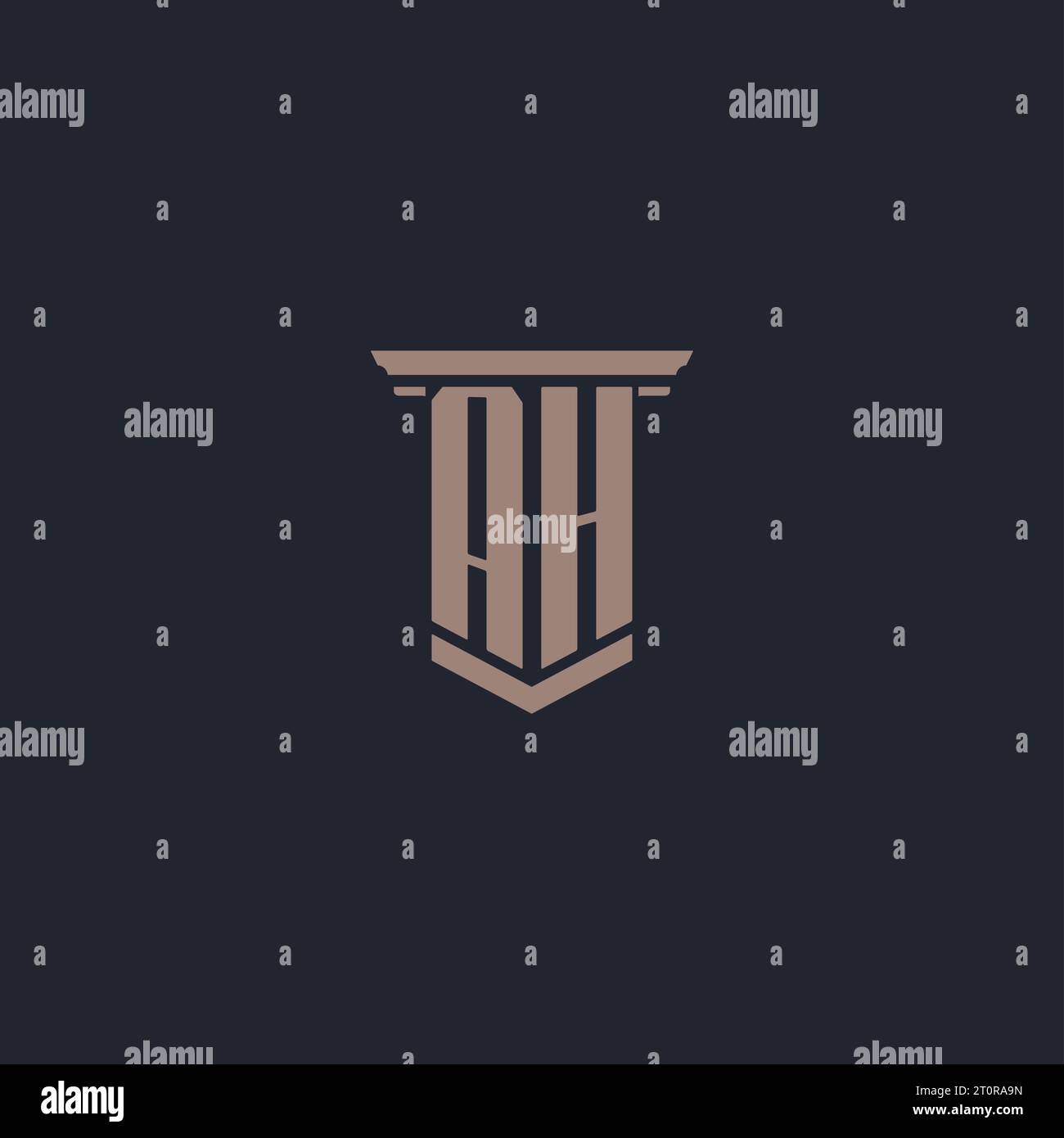 AH initial monogram logo with pillar style design Stock Vector