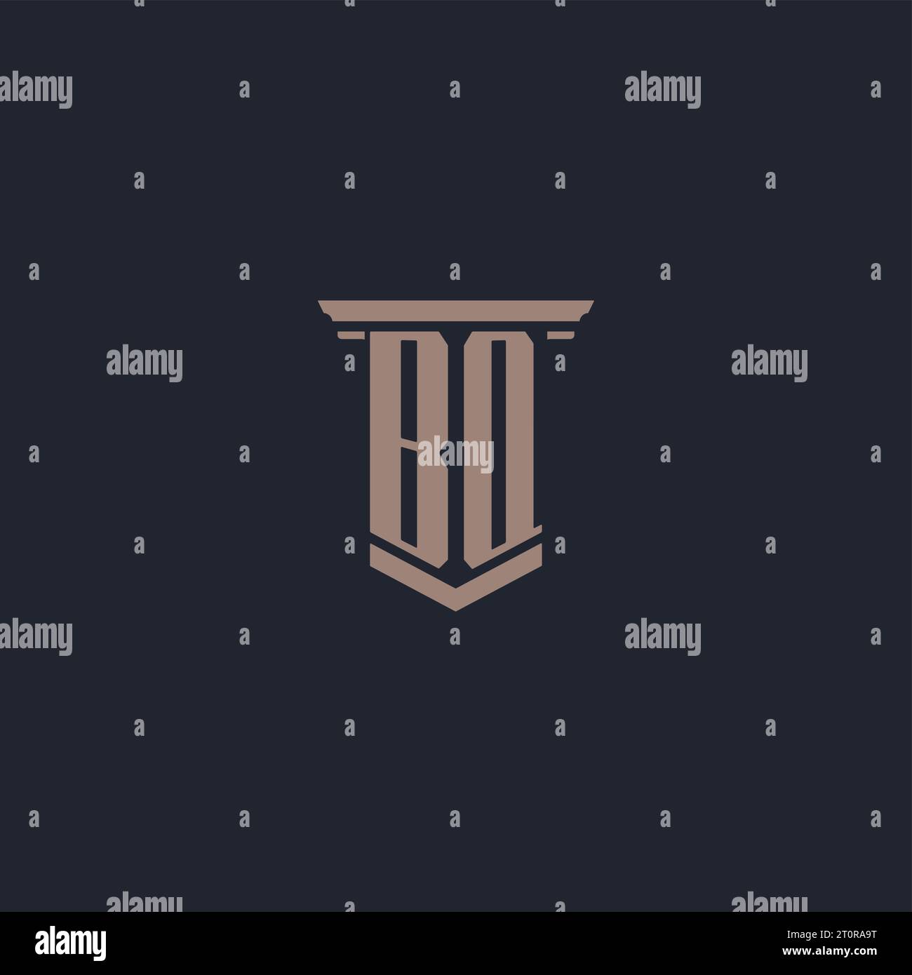 BQ initial monogram logo with pillar style design Stock Vector