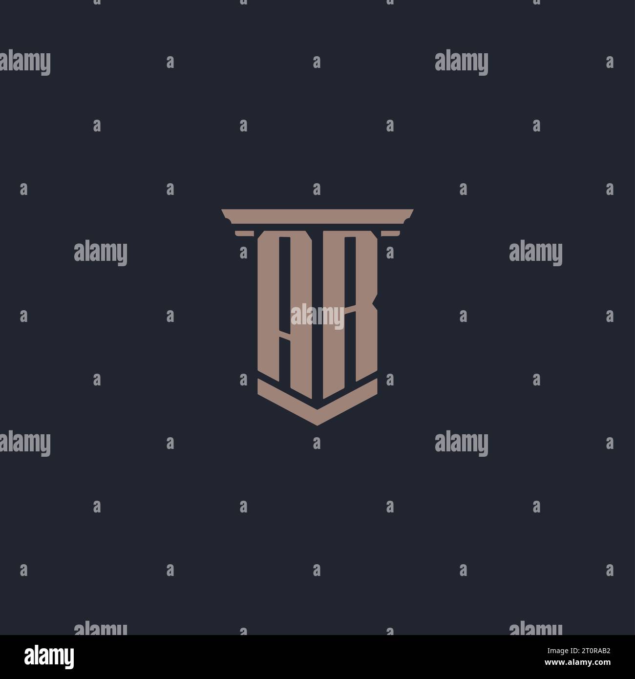 AR initial monogram logo with pillar style design Stock Vector