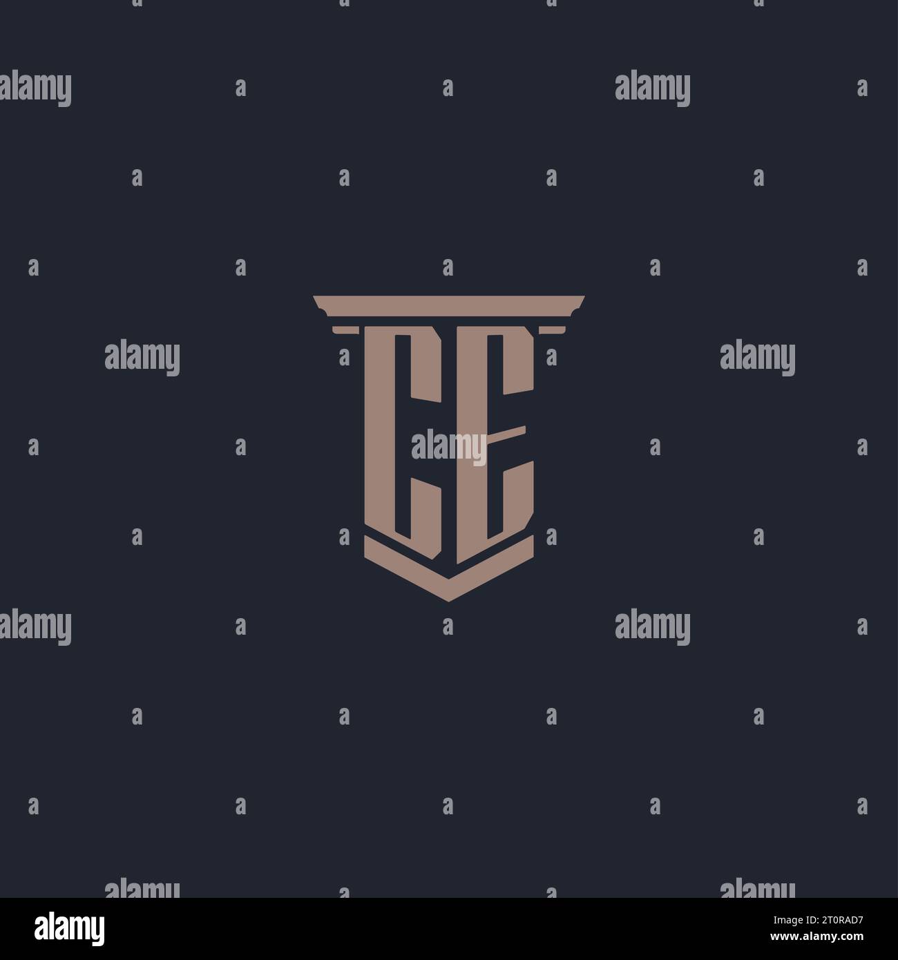 CE initial monogram logo with pillar style design Stock Vector