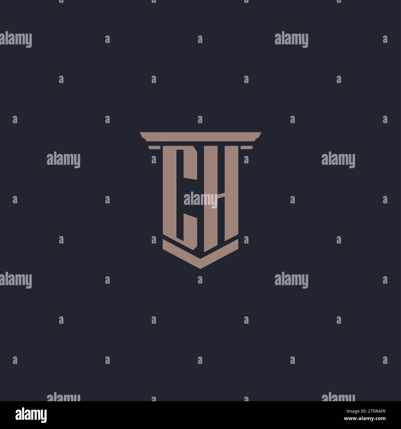 CH initial monogram logo with pillar style design Stock Vector