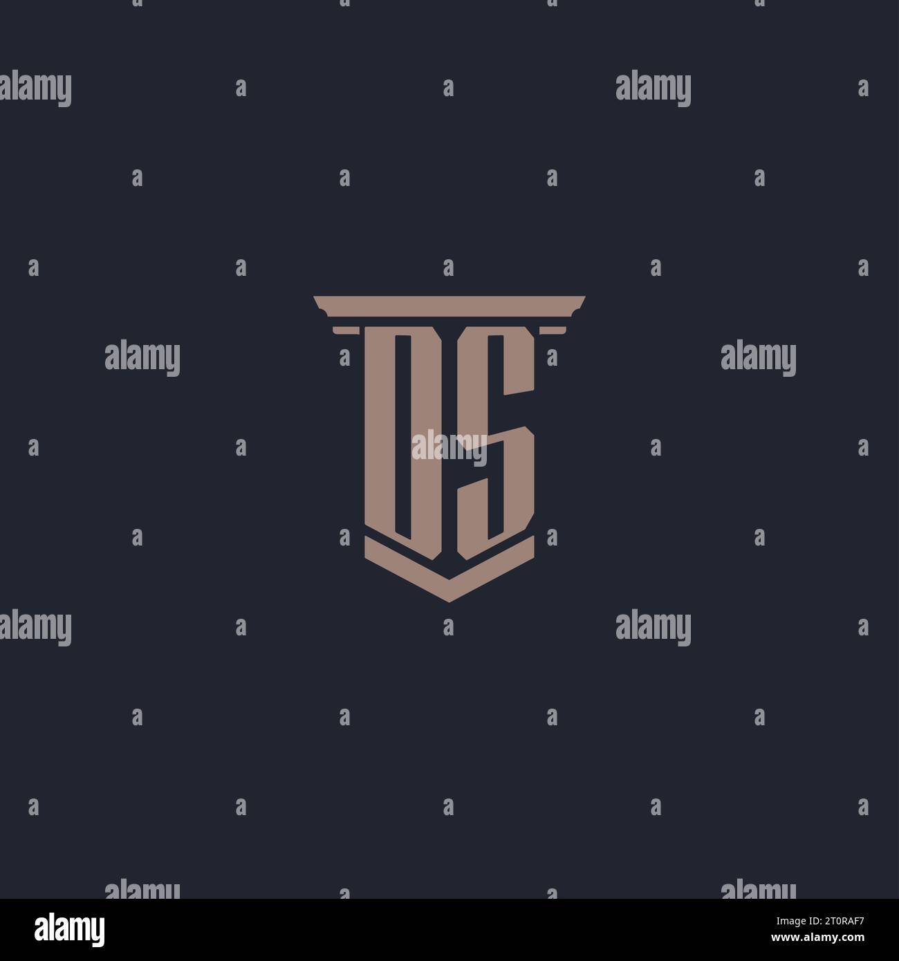 DS initial monogram logo with pillar style design Stock Vector