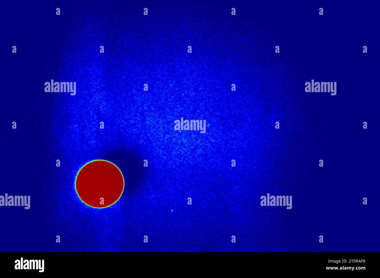 red ball on blue background, an experiment with kodachrome 25 film, carrington effect, sunspots