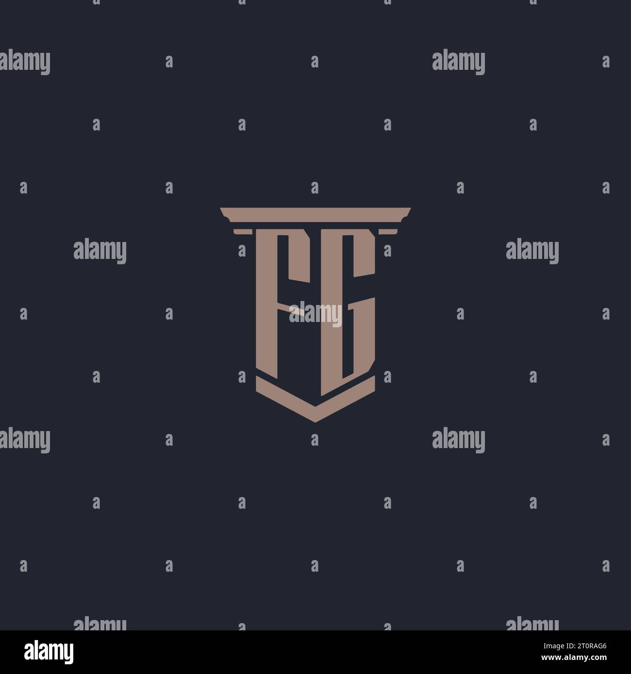 FG initial monogram logo with pillar style design Stock Vector