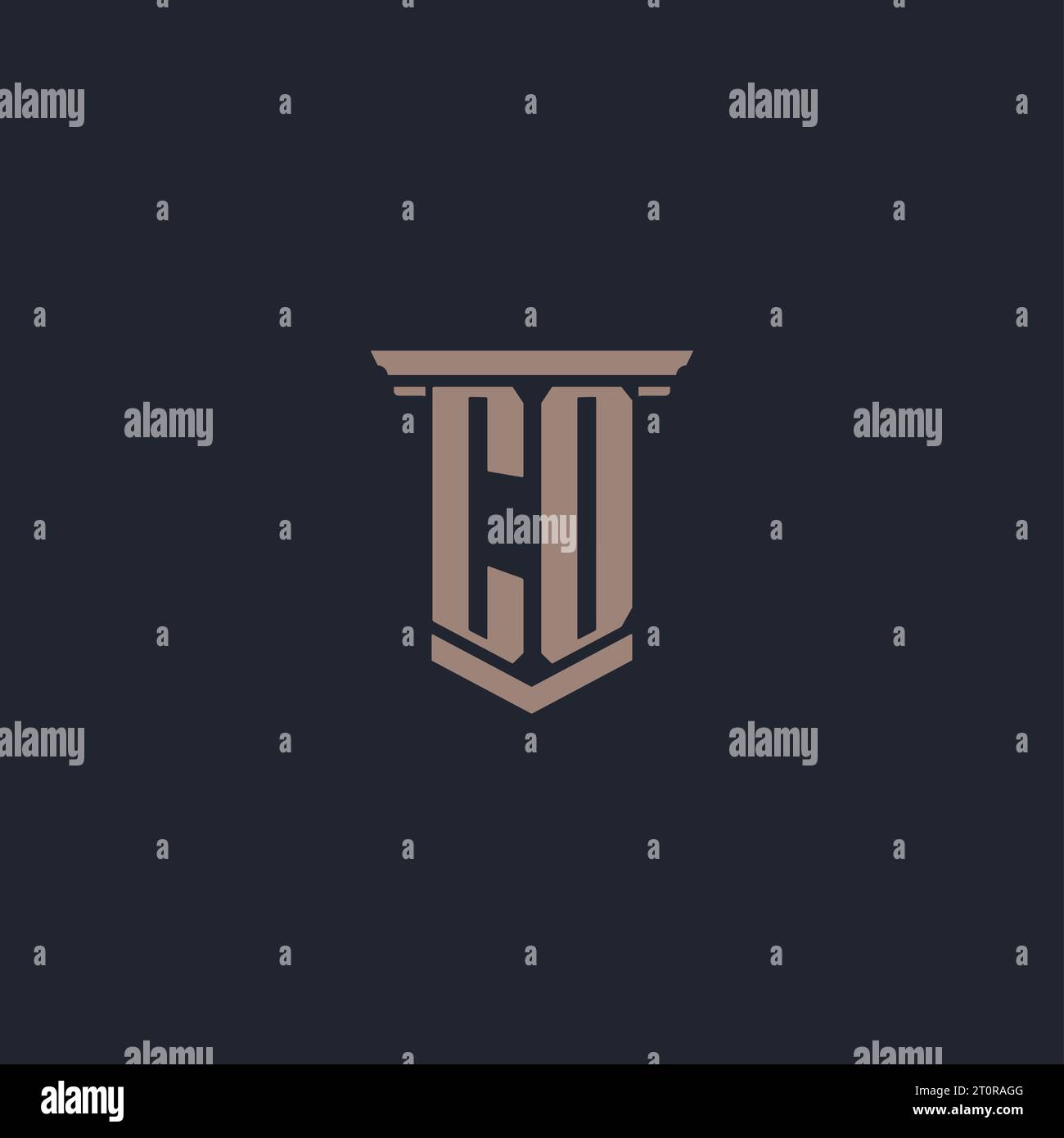 CO initial monogram logo with pillar style design Stock Vector