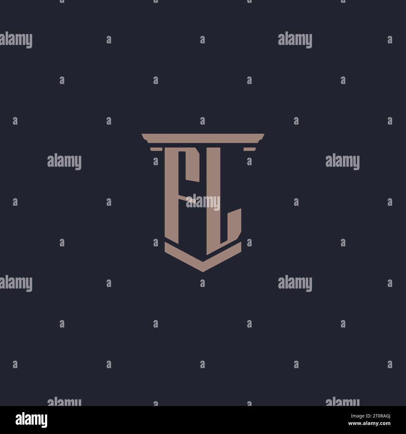 FL initial monogram logo with pillar style design Stock Vector
