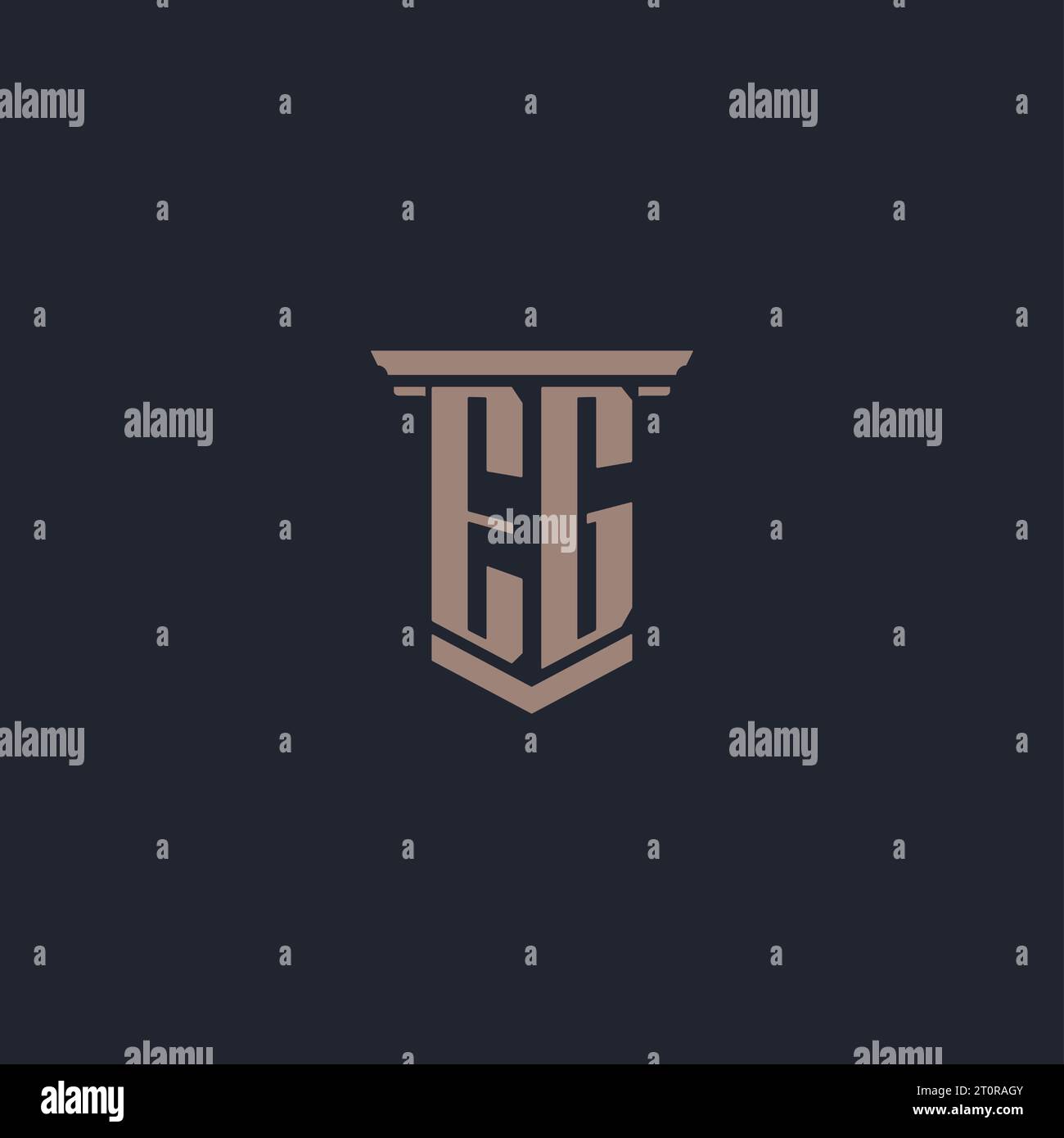EG initial monogram logo with pillar style design Stock Vector