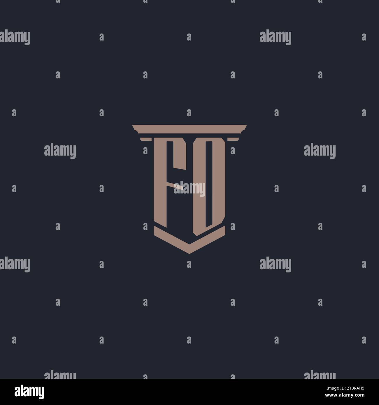 FO initial monogram logo with pillar style design Stock Vector