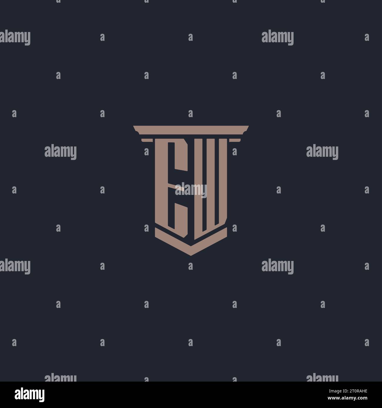 EW initial monogram logo with pillar style design Stock Vector