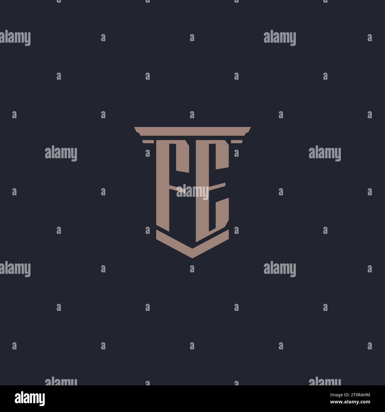 FE initial monogram logo with pillar style design Stock Vector