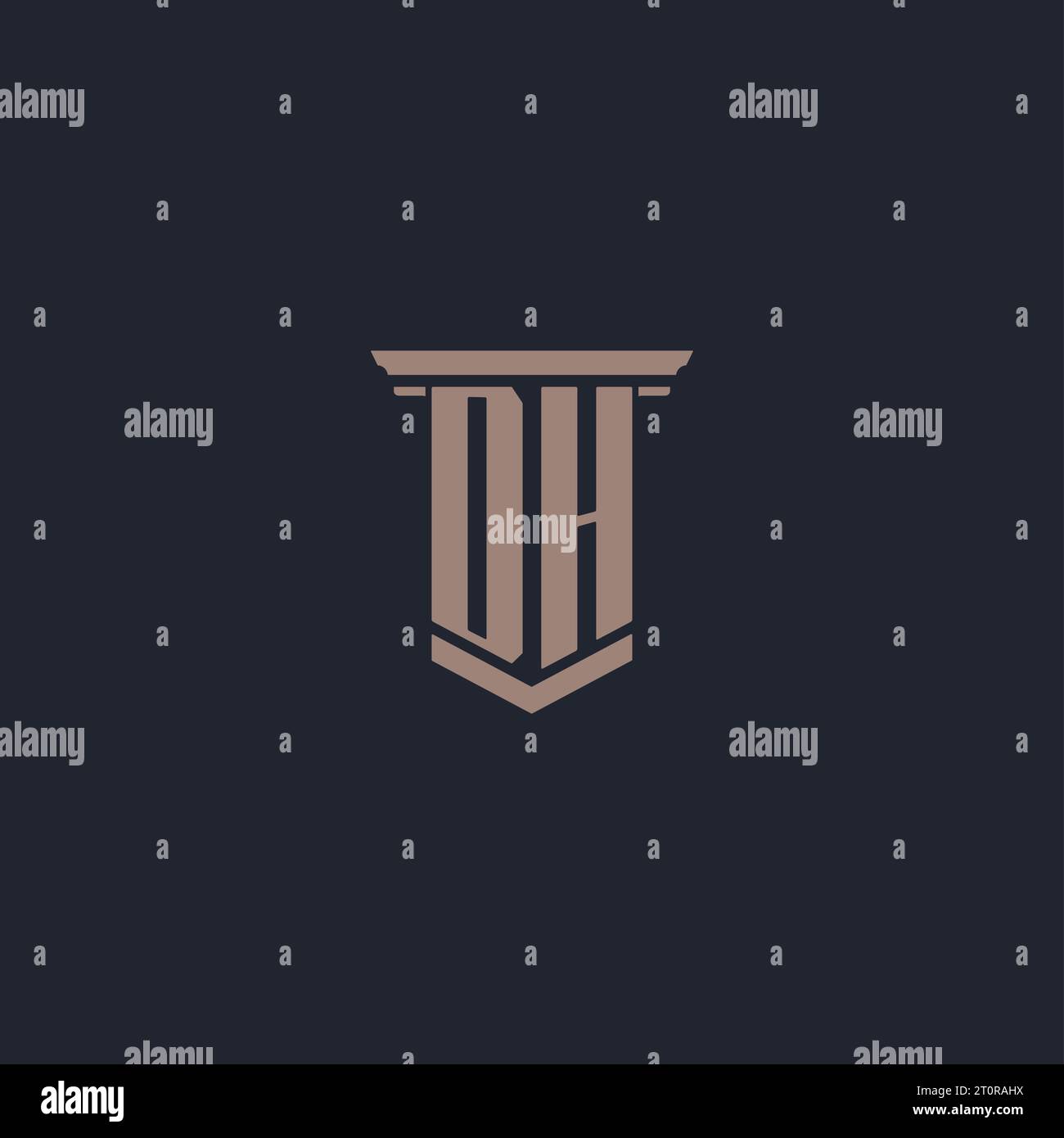 DH initial monogram logo with pillar style design Stock Vector