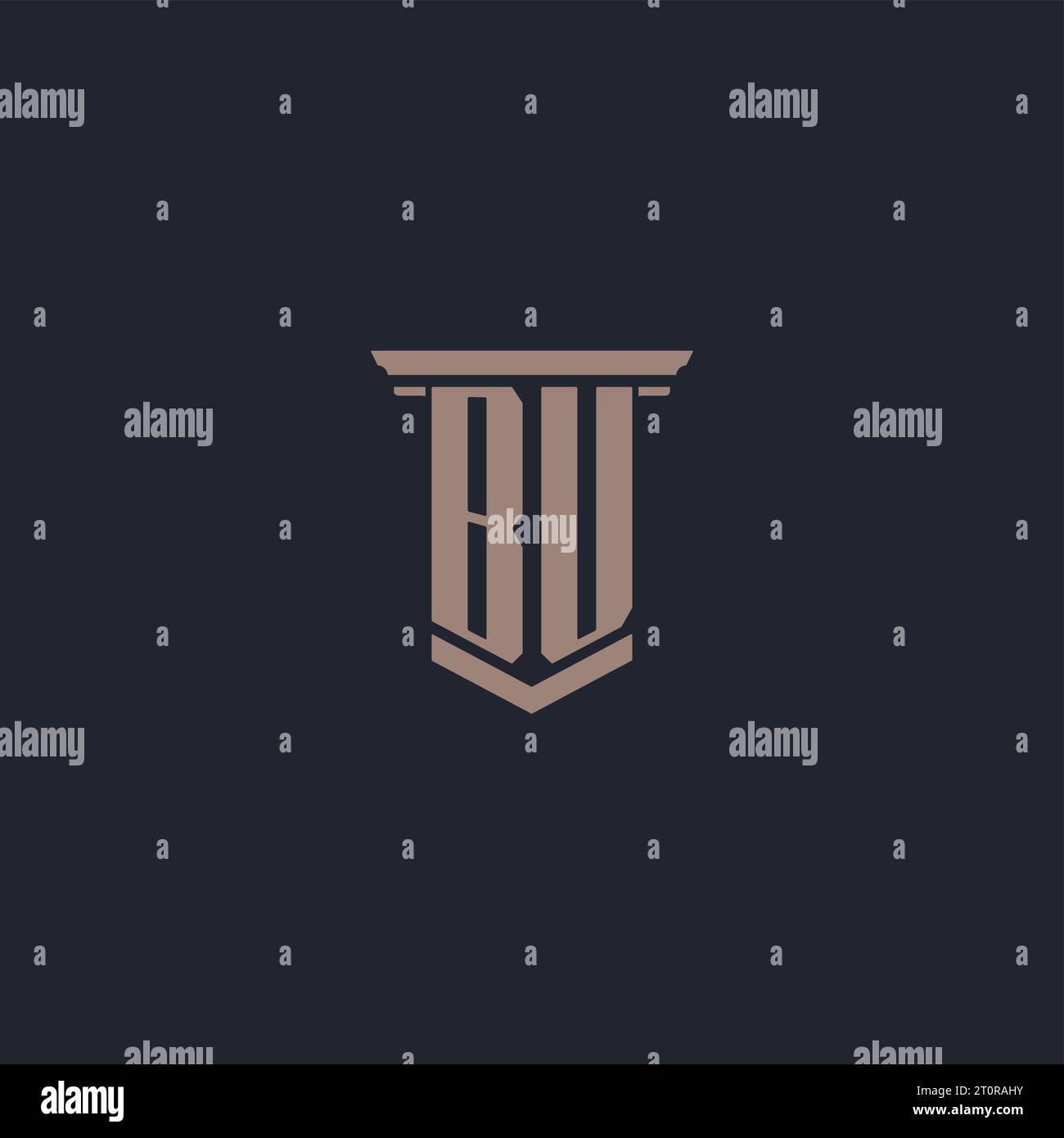 BU initial monogram logo with pillar style design Stock Vector
