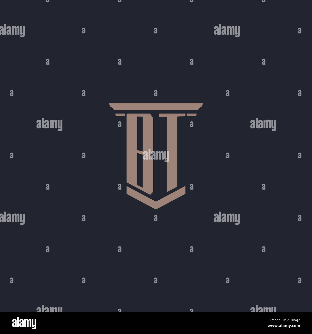 BT initial monogram logo with pillar style design Stock Vector
