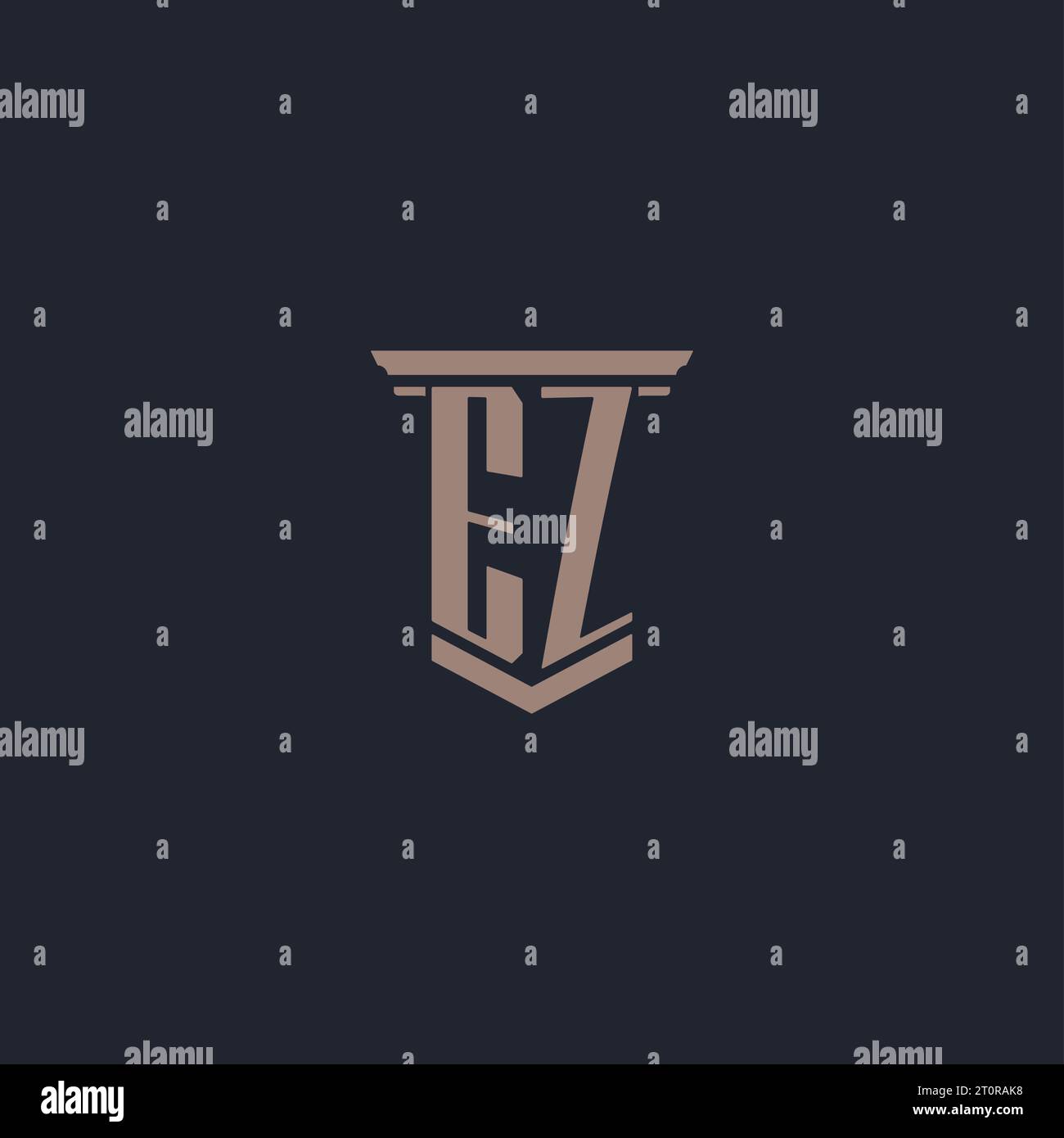 EZ initial monogram logo with pillar style design Stock Vector
