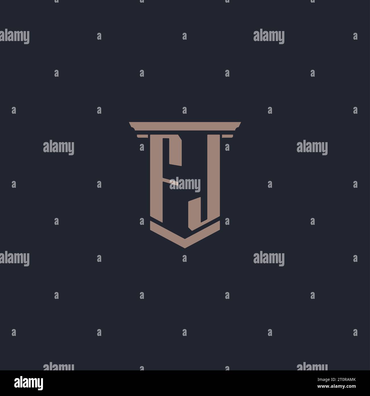FJ initial monogram logo with pillar style design Stock Vector