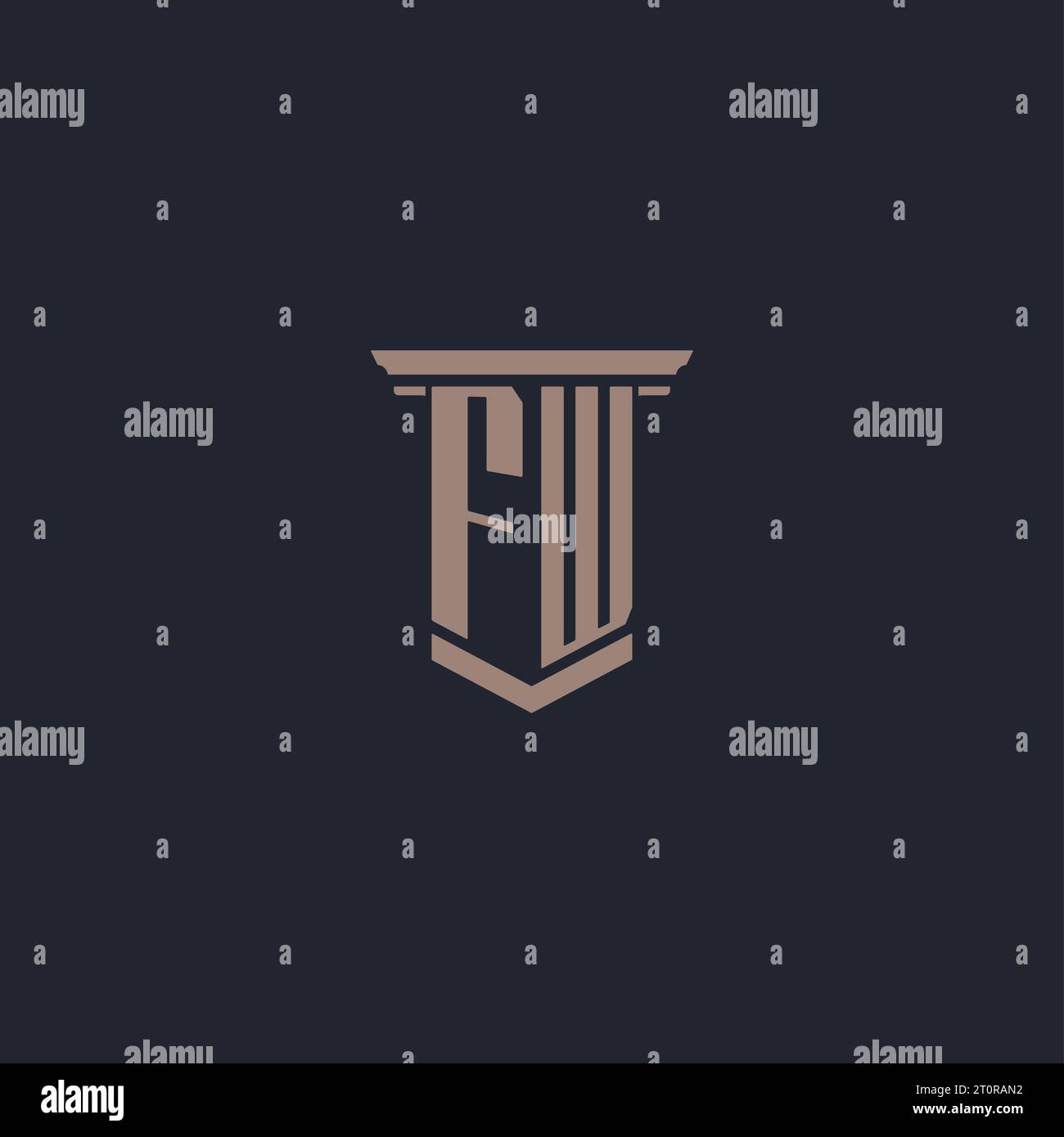 FW initial monogram logo with pillar style design Stock Vector