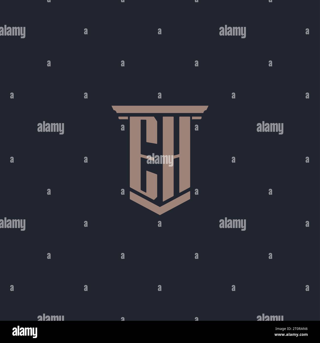 EH initial monogram logo with pillar style design Stock Vector