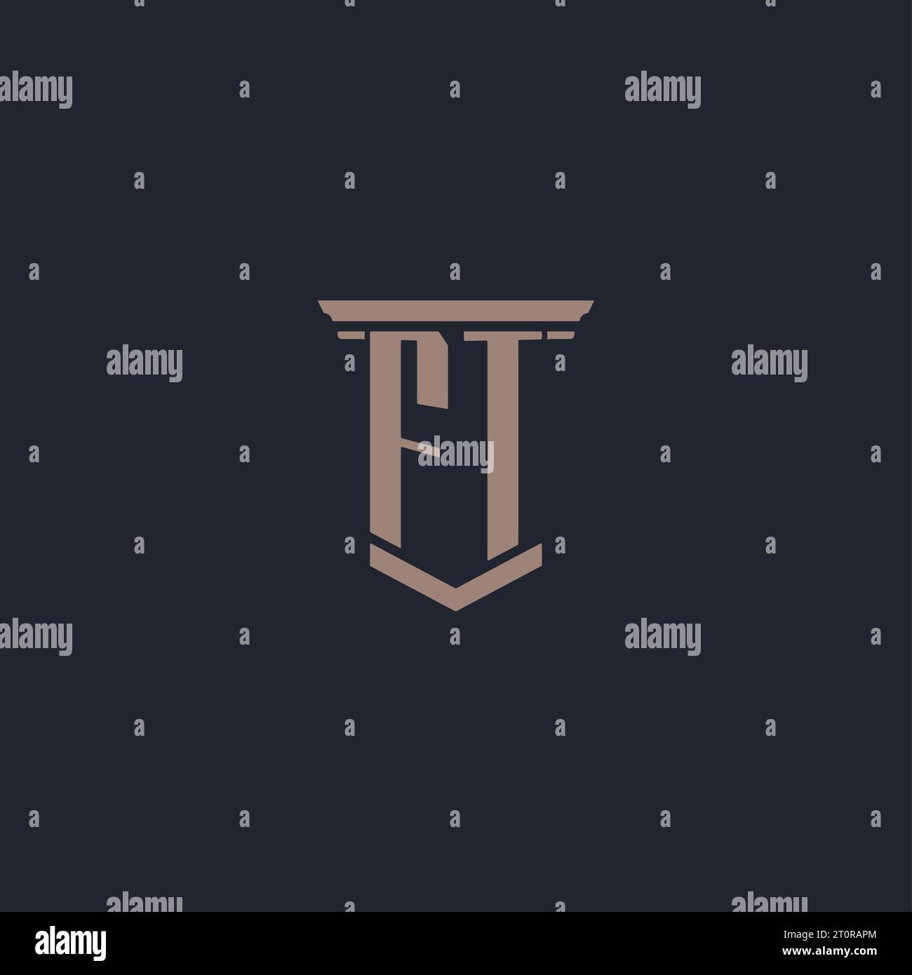 FT initial monogram logo with pillar style design Stock Vector