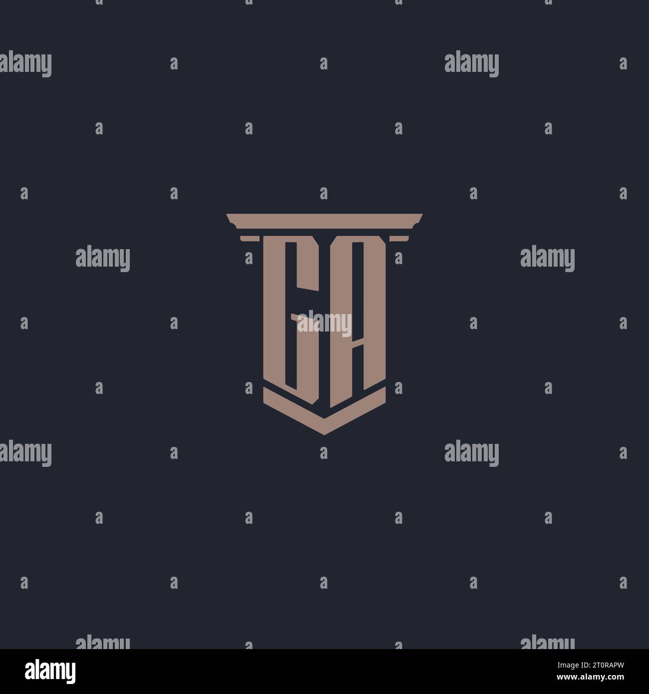 GA initial monogram logo with pillar style design Stock Vector