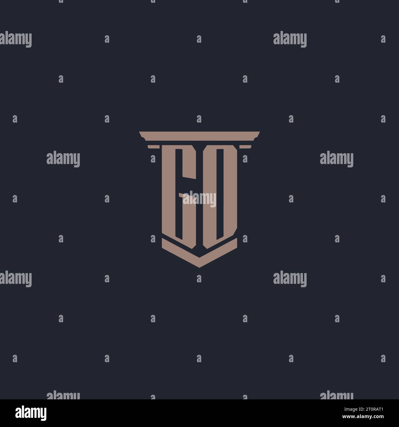 GO initial monogram logo with pillar style design Stock Vector