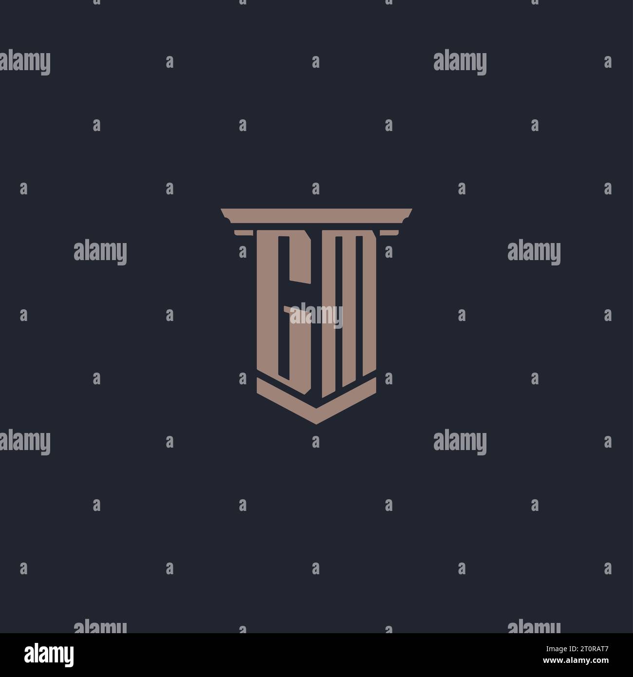 GM initial monogram logo with pillar style design Stock Vector
