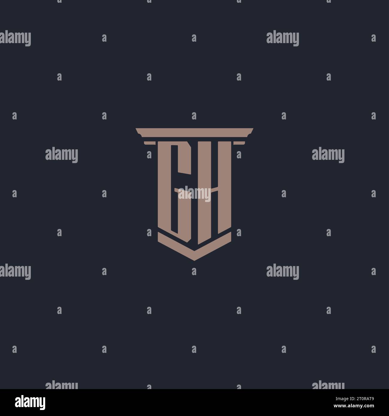 GH initial monogram logo with pillar style design Stock Vector