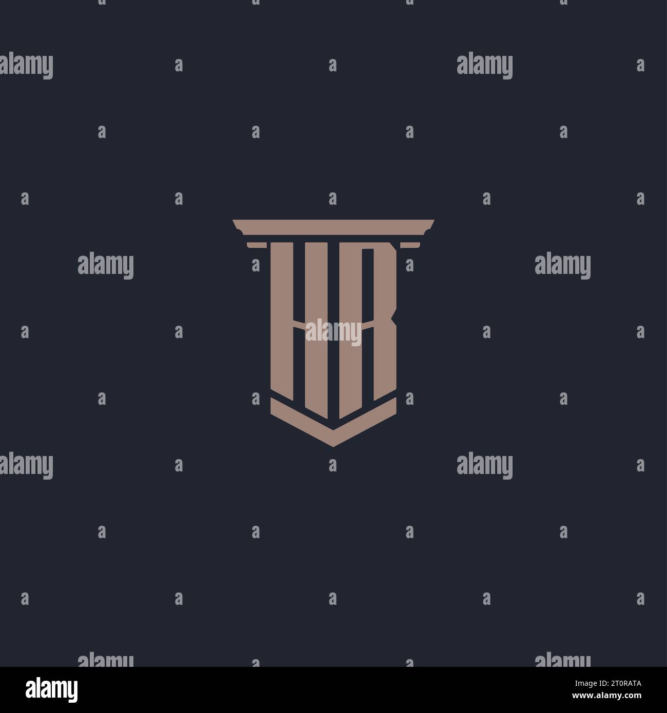HR initial monogram logo with pillar style design Stock Vector