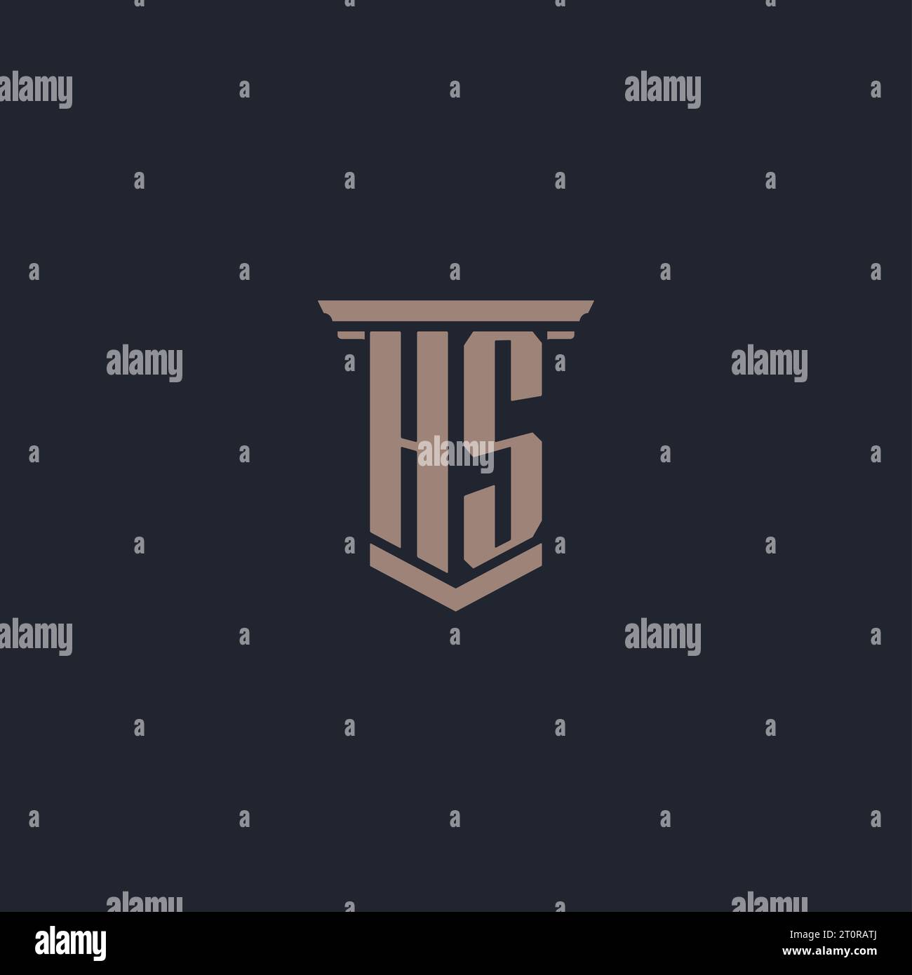 HS initial monogram logo with pillar style design Stock Vector