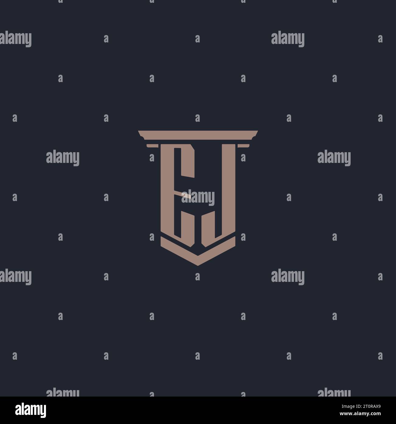 EJ initial monogram logo with pillar style design Stock Vector