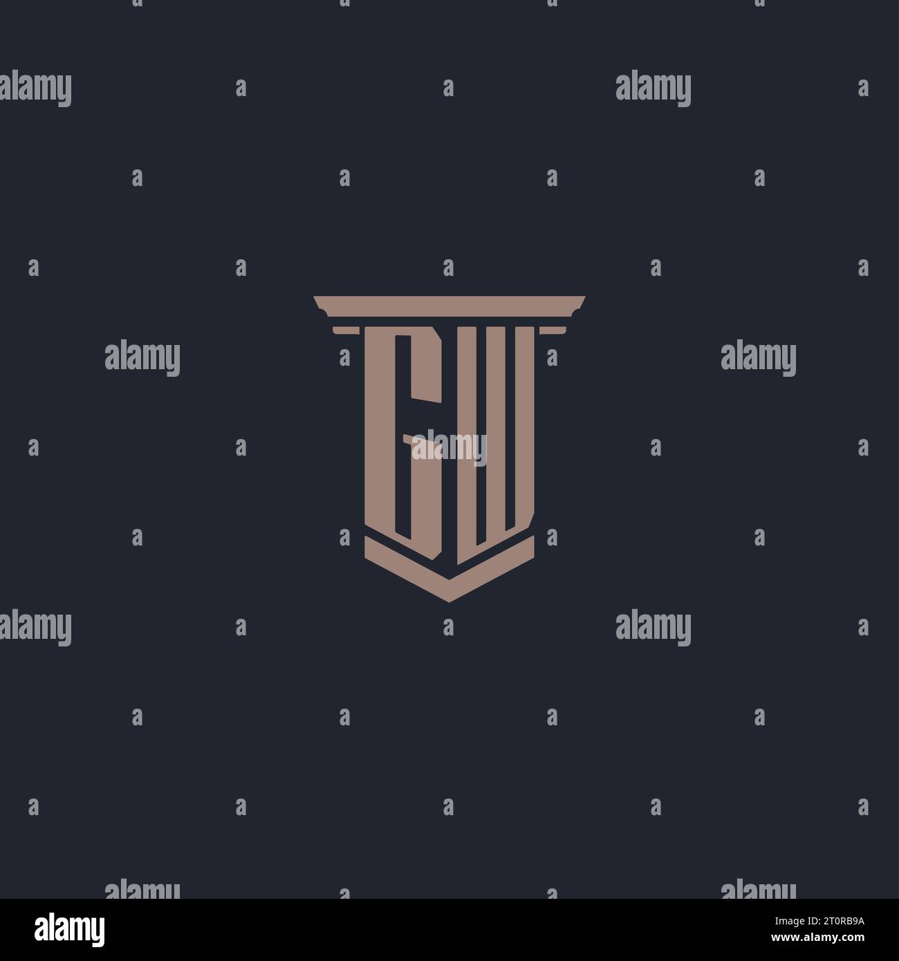 GW initial monogram logo with pillar style design Stock Vector