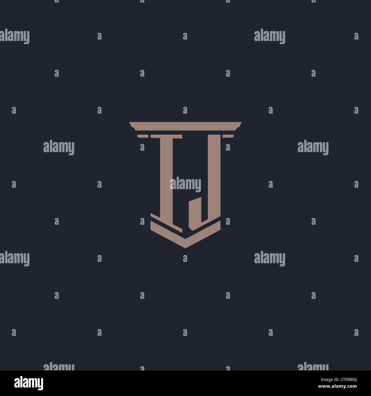IJ initial monogram logo with pillar style design Stock Vector