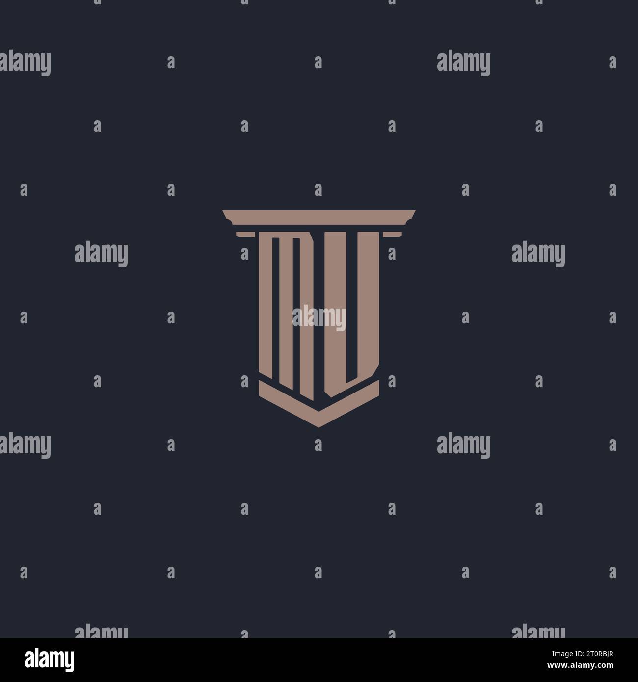 MU initial monogram logo with pillar style design Stock Vector